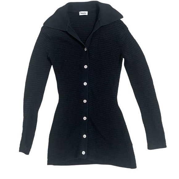 Nanushka Sweaters - Nanushka Black Button-Up Knit Cardigan